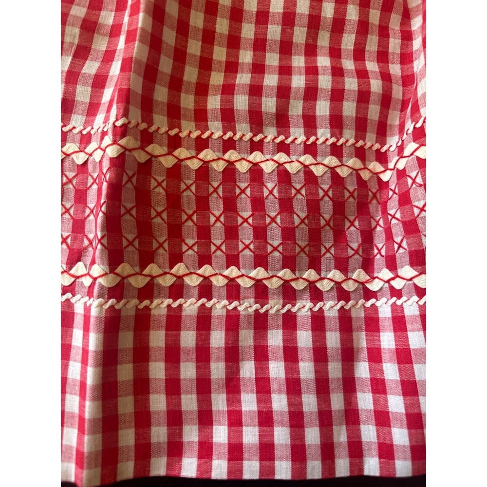 Red Gingham Check Rick Rack Detail Apron‎ Handmade - Picture 2 of 3
